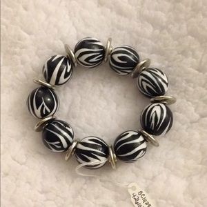 Zebra print beaded fashion bracelet